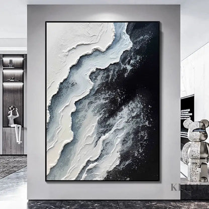 White Waves Textured Seascape Art - Hand Painting