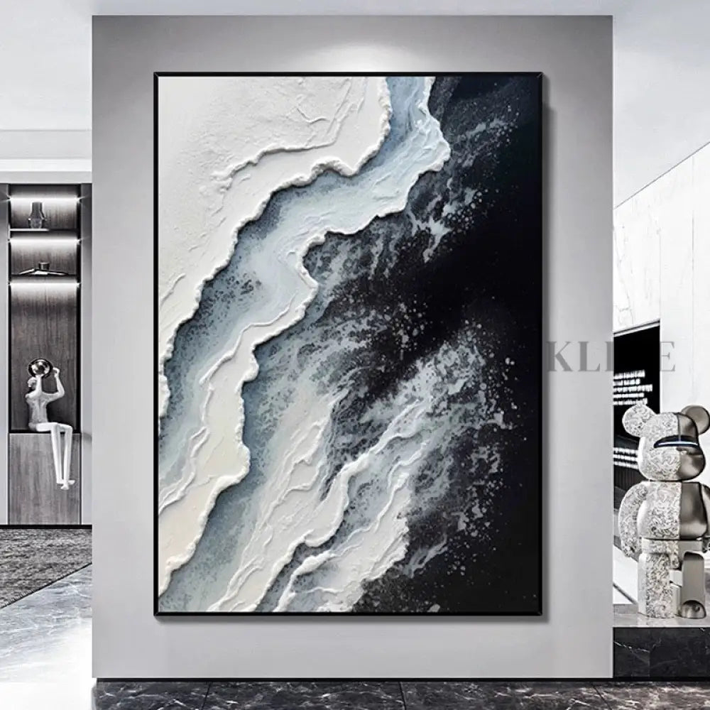White Waves Textured Seascape Art - Hand Painting