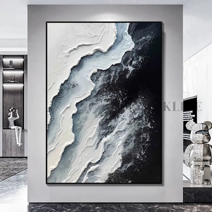 White Waves Textured Seascape Art - Hand Painting