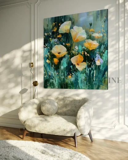 Wild Poppies in Emerald Light - Hand Painting