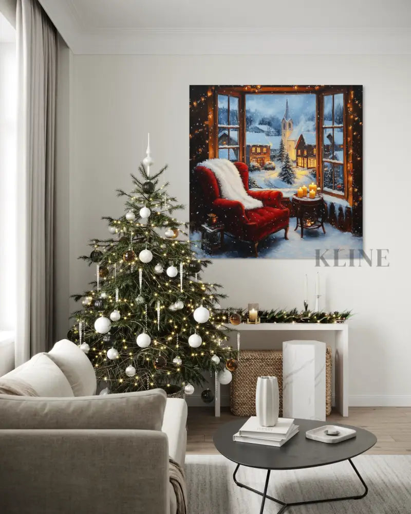 Winter Window Glow - Hand Painting Winterliche Wandkunst