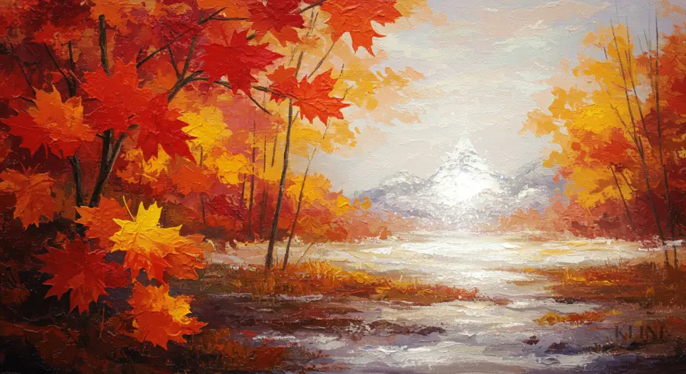 Winter’s Gilded Maple - Hand Painting 