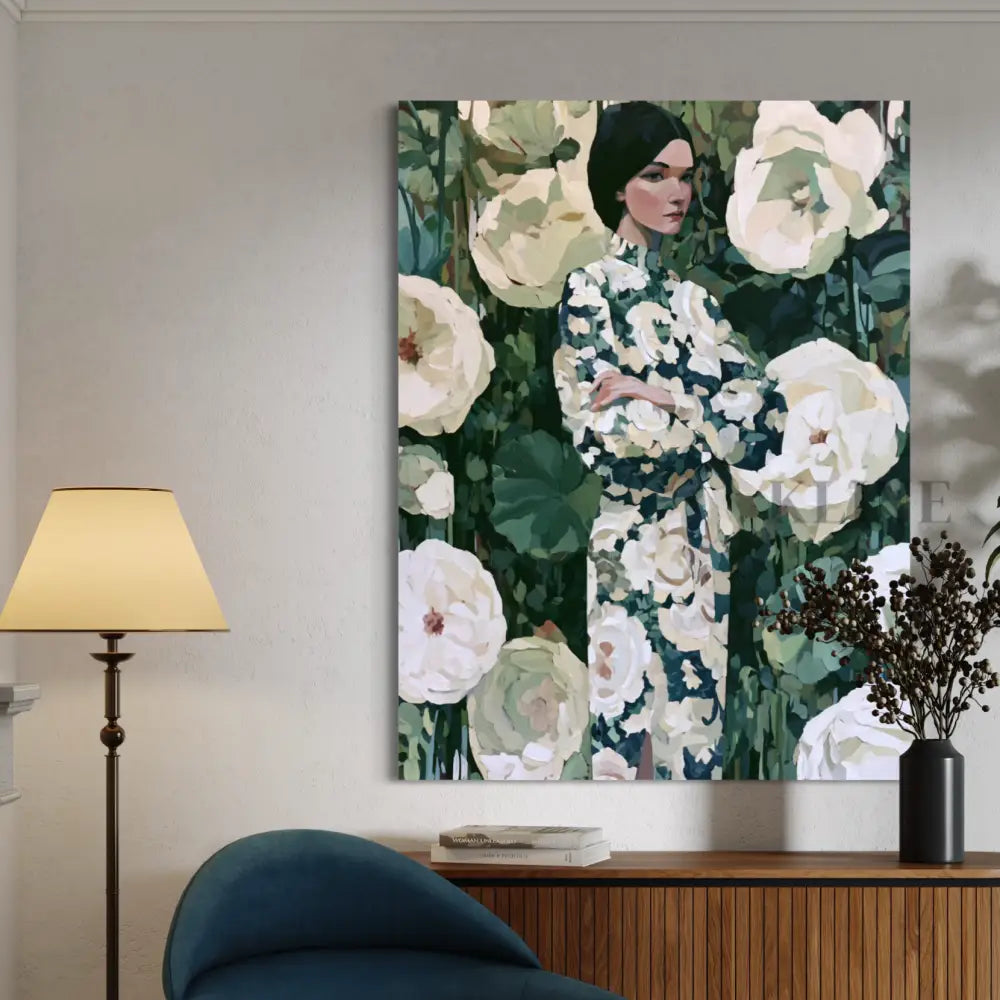 Woman in the Garden Dress - Hand Painting القادمون الجدد
