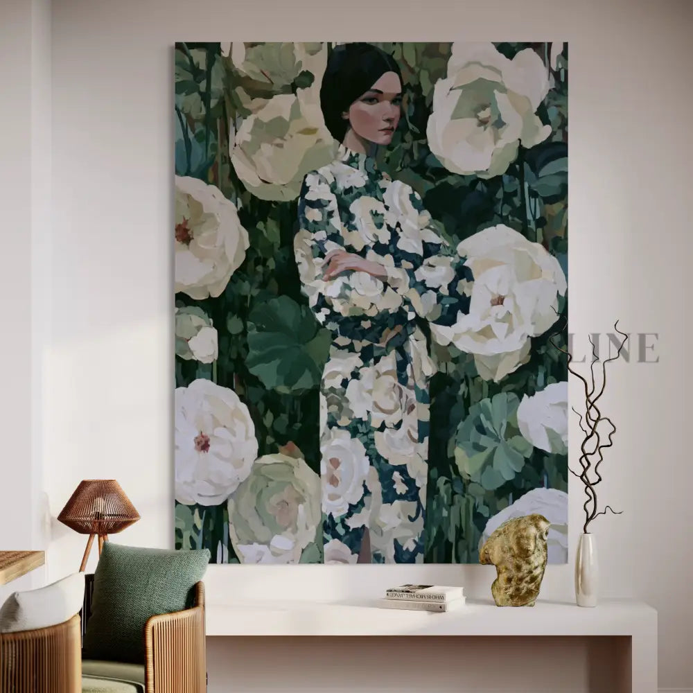 Woman in the Garden Dress - Hand Painting