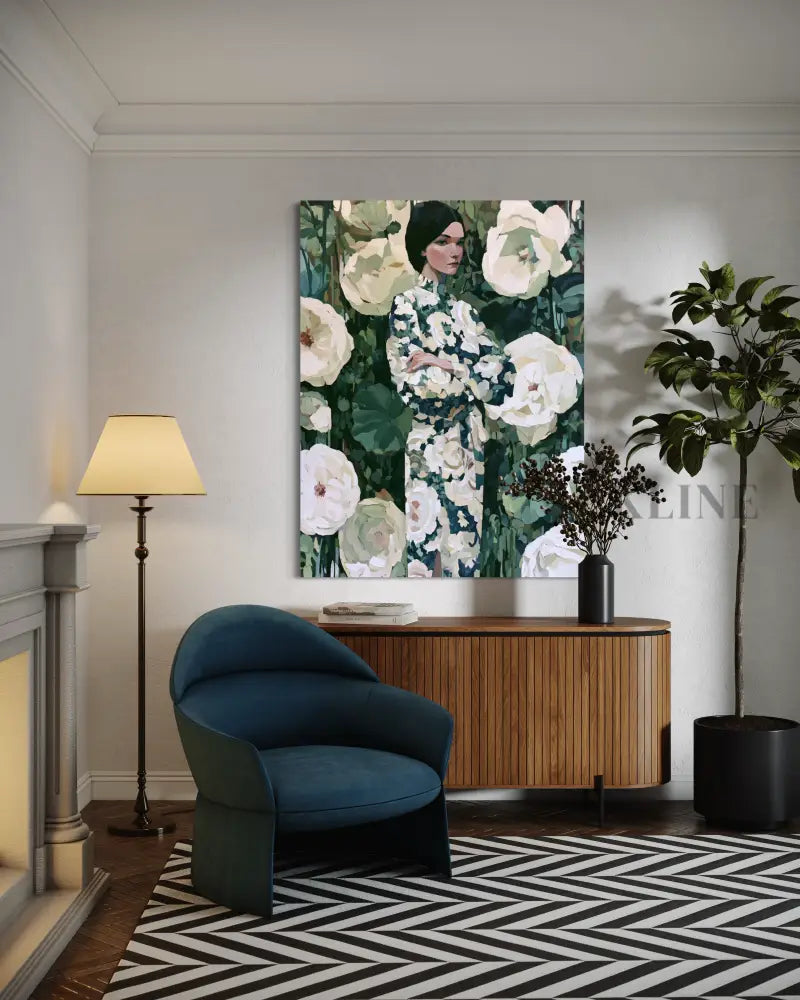 Woman in the Garden Dress - Hand Painting