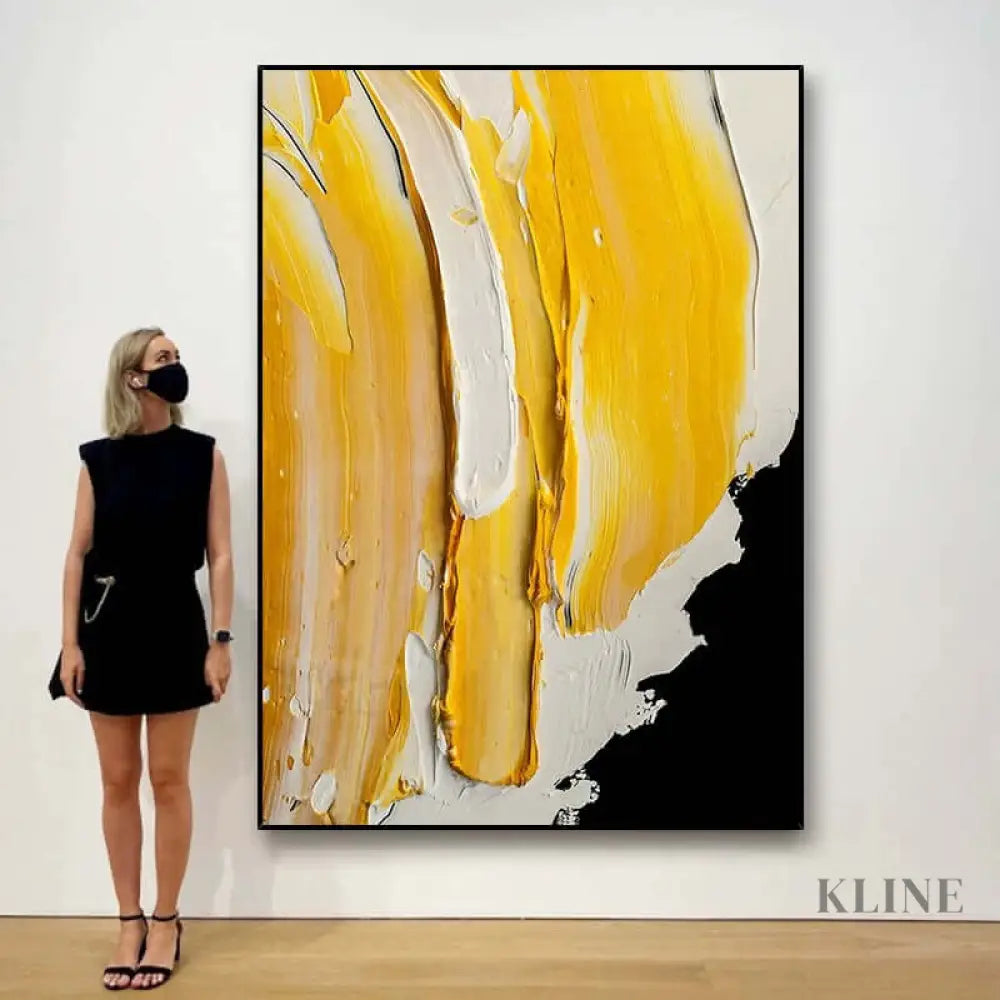 Yellow Textured Heavy Painting - Hand Painting
