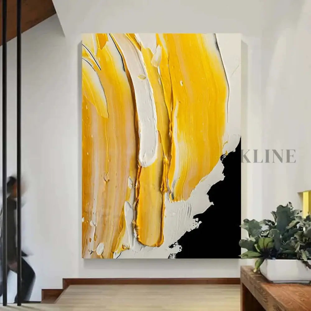 Yellow Textured Heavy Painting - Hand Painting 