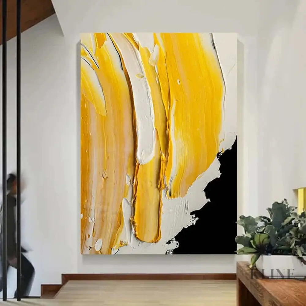 Yellow Textured Heavy Painting - Hand Painting