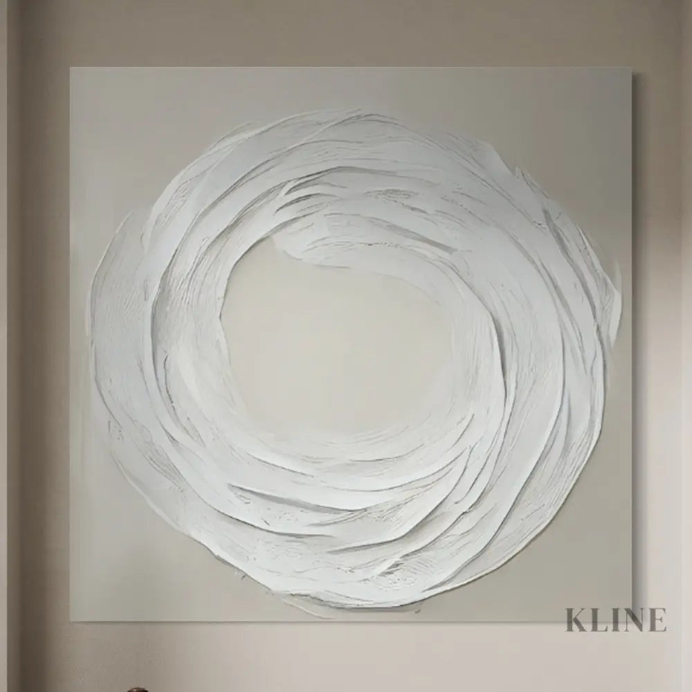 Zen Markings 3 artwork by John Rey U., featuring textured beige and white tones in a serene, minimalist design. Dining Room Wall Art