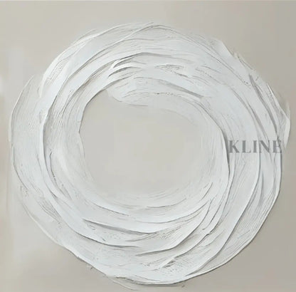 Zen Markings 3 artwork featuring textured white layers in a calming circular design, perfect for modern interiors.