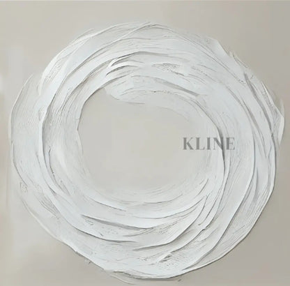 Zen Markings 3 artwork featuring textured white layers in a calming circular design, perfect for modern interiors.