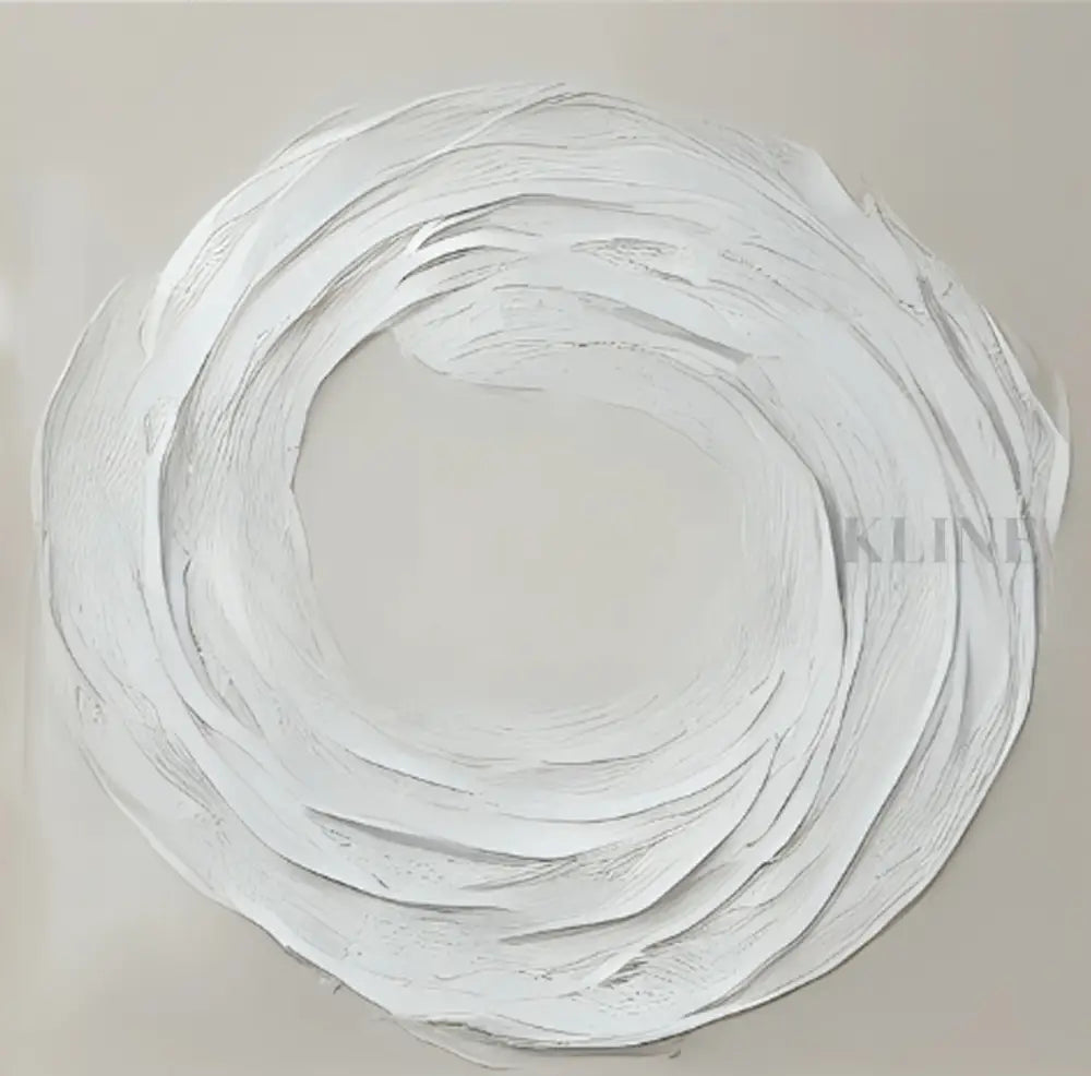 Zen Markings 3 artwork featuring textured white layers in a calming circular design, perfect for modern interiors. Strukturierte Wandkunst