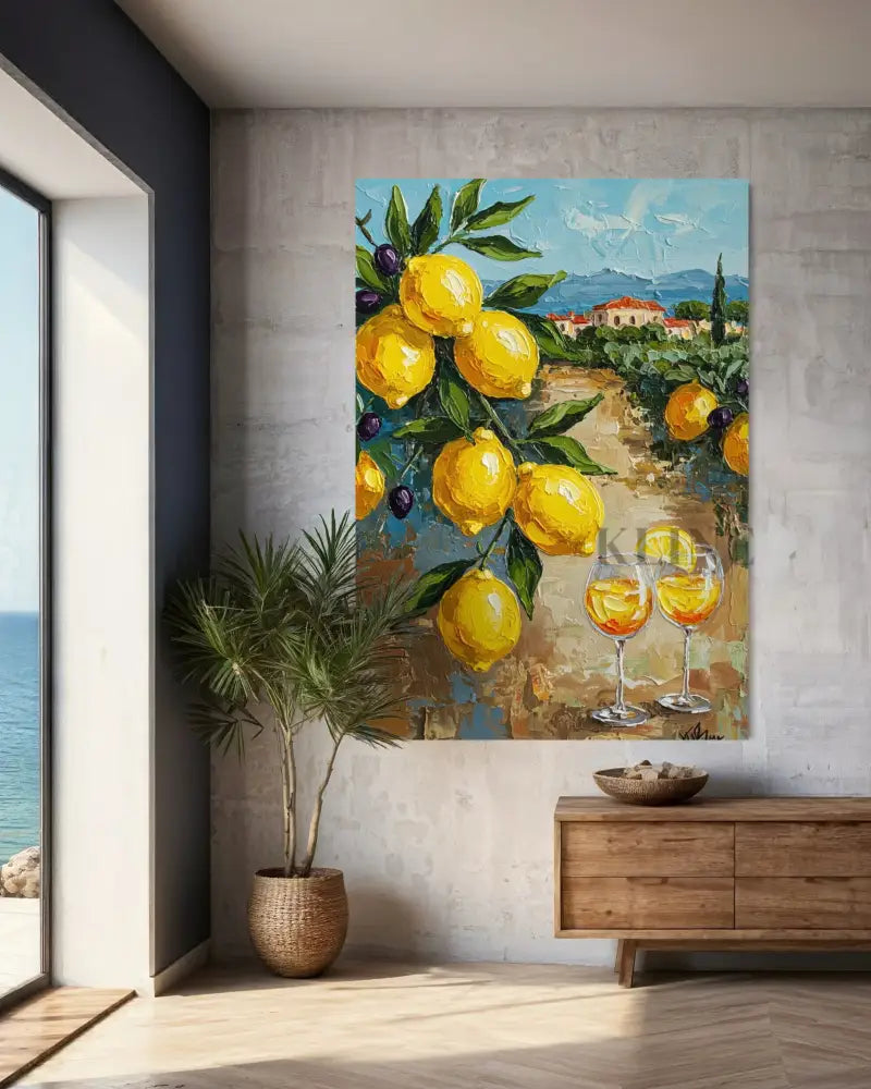 Zest of Aegean Light 1 - Hand Painting Arte della parete della sala da pranzo