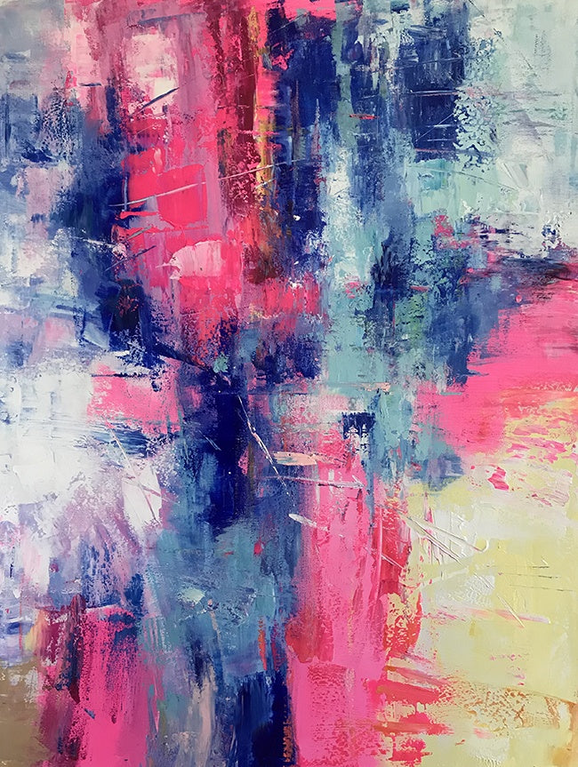 Pink and Blue Abstract Art